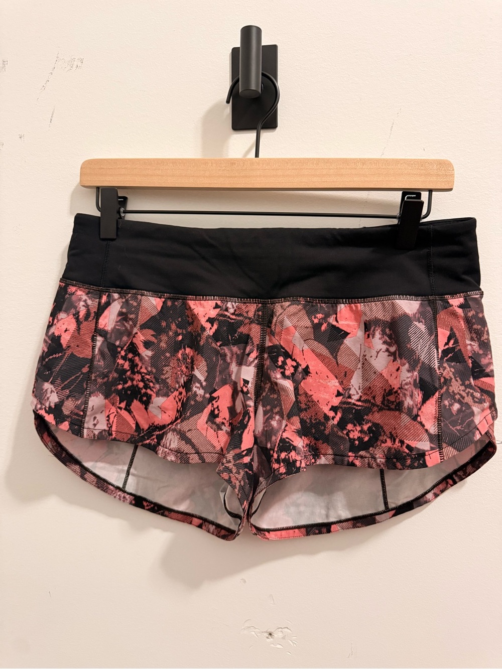 Lululemon Women's Black & Coral Print Running Shorts